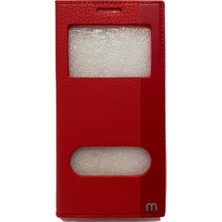 Smart Tech Samsung Galaxy J6 2018 Pencereli Kapaklı Magnum Kılıf - Kırmızı