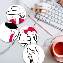 instababyrooms Home Serisi Dijital Baskılı Dörtlü Ahşap Bardak Altlığı Model 005