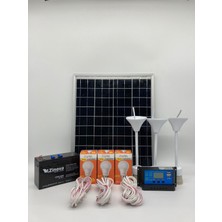 ALTAY 25 Watt Monokristal Panelli Güneş Enerji Seti 3 Ampüllü Solar Aydınlatma ve Telefon Şarj