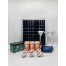 ALTAY 25 Watt Monokristal Panelli Güneş Enerji Seti 3 Ampüllü Solar Aydınlatma ve Telefon Şarj