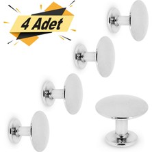 BADEM10 Düğme Çekmece Dolap Kapak Kulpu Kulbu Krom Metal Daire Kulp (4 Adet)