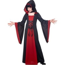 Kapüşonlu Halloween Cadı Büyücü Kız Çocuk Kostümü