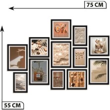 Nt Handmade 12 Parça Ahşap Tablo Seti  OkOh Salon Otuma Odası Yatak Odası Için Mdf Duvar Dekoru 75 x 55 cm