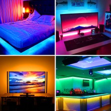 All Avcill LED Şerit LED Iç ve Dış Mekan 3 Çipli 5 Metre Kumandalı Tek Şerit Su Geçirmez LED Rgb