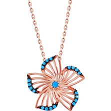 Pigado 925 Ayar Gümüş Turkuaz Taşlı Rüzgar Gülü Kolye