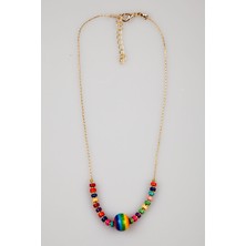 Lila Rosa El Yapımı Etnik Seramik Kolye