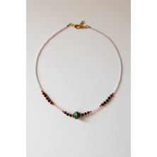 Lila Rosa Afgan Doğal Taşlı Otantik Kolye