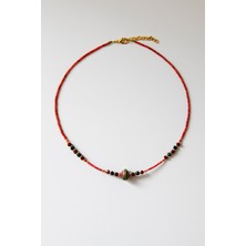 Lila Rosa Afgan Doğal Taşlı Otantik Kolye