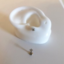 Bylin Cerrahi Çelik Tek Taş Piercing (Taş Çapı 3mm) Bar Uzunluğu 6mm