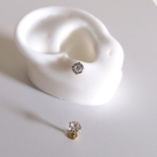 Bylin Cerrahi Çelik Gold Tek Taş Piercing (Taş Çapı 5mm) Bar Uzunluğu 6mm