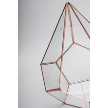 El Crea Designs Çikolata Kutusu Geometrik Teraryum Prizma Cam Fanus Rubby Bakır Rose Gold 31 x 22 x 22CM