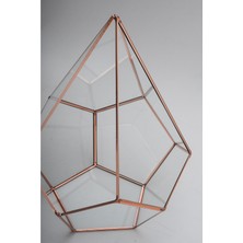 El Crea Designs Çikolata Kutusu Geometrik Teraryum Prizma Cam Fanus Rubby Bakır Rose Gold 31 x 22 x 22CM