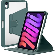 AktarMobile iPad Mini 6. Nesil 2021 Uyumlu Kılıf 360° Dönebilen Kalem Bölmeli Standlı Akıllı Kapak Premium Koyu Yeşil