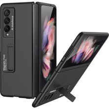 AktarMobile Samsung Galaxy Z Fold 3 Kılıf Kick Stand Premium Standlı Kapak Olefobik Nano Kaplama Siyah