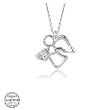 925 Gümüş Swarovski Taşlı Melek 925 Ayar Gümüş Kolye