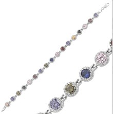 925 Gümüş Renkli Taşlar Su Yolu  925 Ayar Gümüş Bileklik