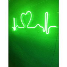 Dekoraven Kalp Ritmi Neon Şekiller Işaret Neon  LED Dekoratif Duvar Aydınlatması Neon Duvar Yazısı