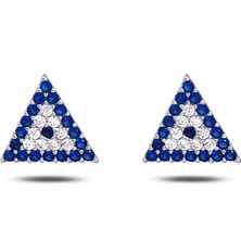 Parmas Design Kadın Sosyete Gözü Nazar Işlemeli 925 Ayar Gümüş Küpe