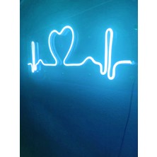Dekoraven Kalp Ritmi Neon Şekiller Işaret Neon  LED Dekoratif Duvar Aydınlatması Neon Duvar Yazısı