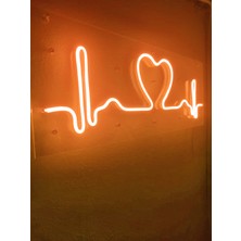 Dekoraven Kalp Ritmi Neon Şekiller Işaret Neon  LED Dekoratif Duvar Aydınlatması Neon Duvar Yazısı