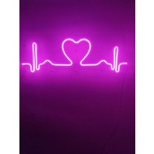 Dekoraven Kalp Ritmi Neon Şekiller Işaret Neon  LED Dekoratif Duvar Aydınlatması Neon Duvar Yazısı