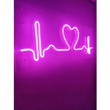 Dekoraven Kalp Ritmi Neon Şekiller Işaret Neon  LED Dekoratif Duvar Aydınlatması Neon Duvar Yazısı