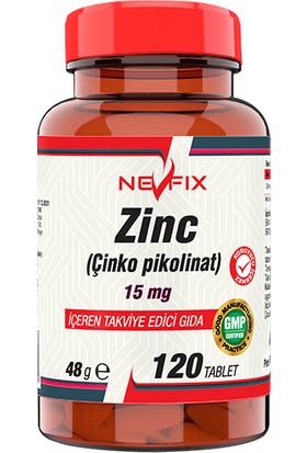 Nevfix Zinc Çinko Pikolinat 15 Mg 120 Tablet