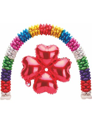 BenimMarifetlerim Çiçek Modeli Kırmızı Kalp Folyo Balon En:32 cm Boy:32 cm