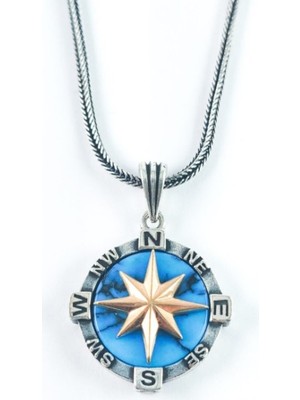 925 Gümüş Pusula 925 Ayar Gümüş Kolye