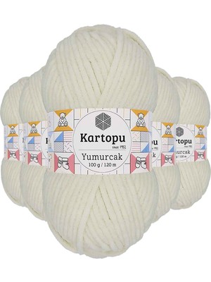 Kartopu 5 Adet Yumurcak Kadife El Örgü Ipi Kırık Beyaz K011