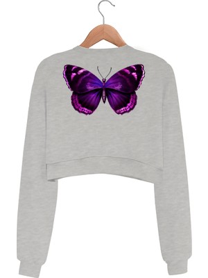 Tisho Kelebek  Kadın Crop Sweatshirt