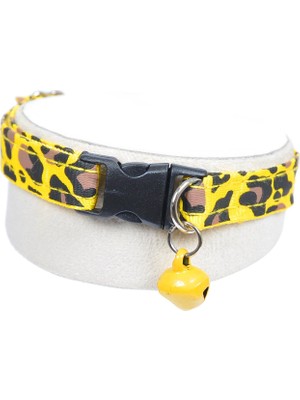 X-Perk Leopar Desenli Zilli Kedi Köpek Taması Sarı