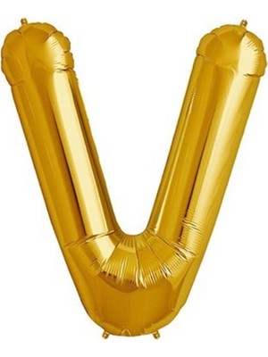 Dipak Gold Renk V Harfi Folyo Balon 16 Inç 40 cm
