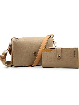 Just Polo Kadın 5 Bölmeli Ayarlanabilir Uzun Askılı Omuz Çantası ve Cüzdan Kombini PBU4036-1001