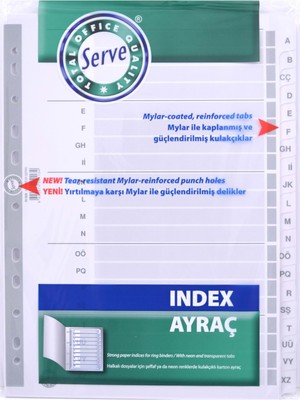 Serve Karton A4 Ayraç Seperatör Sv 5328 A-Z Alfabetik Index