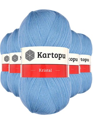Kartopu 5 Adet Kristal Çift Katlı El Örgü Lif İpi Bebe Mavi K540