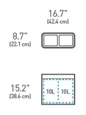 Simplehuman CW2037 Çift Hazneli Çöp Kovası Bronz 10/10LT