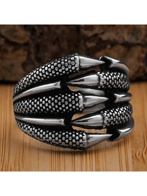 Takılingo 925 Ayar Gümüş Kartal Pençeli Taşsız Erkek Yüzük