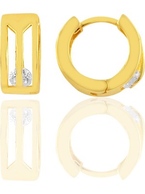 Söğütlü Silver Gümüş Altın Yaldızlı Trend Halka Küpe