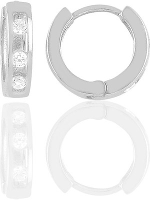 Söğütlü Silver Gümüş Üç Taşlı Trend Halka Küpe