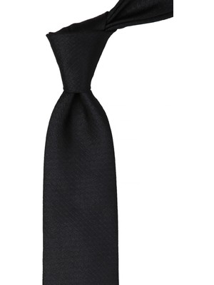 Kravatkolik Siyah Kendinden Desen Mendilli Klasik Kravat KK10681