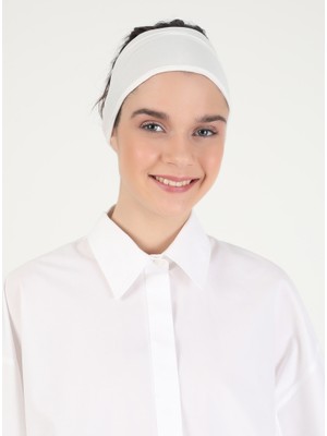 Ecardin Nefes Alan Kumaş Bandana Bone - Krem - Ecardin