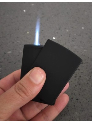 Herkesetoptantic Yana Kaydırmalı Çakmak Turbo/pürmüzlü/rüzgar Kesen Gazlı (Siyah)