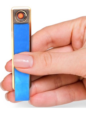 Herkesetoptantic Elektronik/tungsten Tesla Çakmak Aşağı Kaydırmalı USB Şarjlı (Parlement Mavisi)