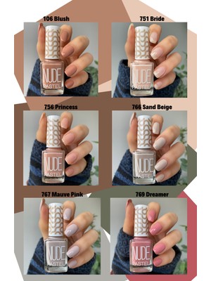 Pastel 6’lı Oje Seti Pastel Nude 106 + 751 + 756 + 765 + 766 + 767 Nail Polish