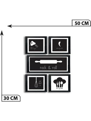 Nt Handmade 5 Parça Ahşap Tablo Seti  Mutfak Için Mdf Duvar Dekoru 50 x 30 cm