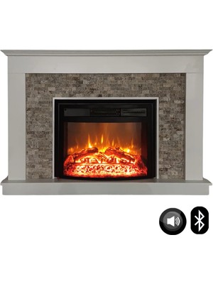 Dlc 1110S Stone 1800W Ses Efektli Bluetoothlu Dekoratif Elektrikli Şömine Fanlı Isıtıcı