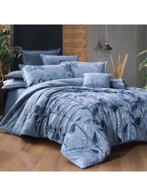 Sarev De Jessie Ranforce Yıkamalı Nevresim Takımı Çift Kişilik Mavi