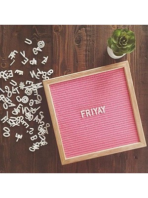 Olive & Mom Design Letter Board-Harfli Ahşap Yazı Panosu Pembe-Meşe Ağacı (340 Harfli, Ahşap Ayaklı)