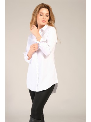 Giyim Dünyası Kadın Tunik Gömlek Beyaz